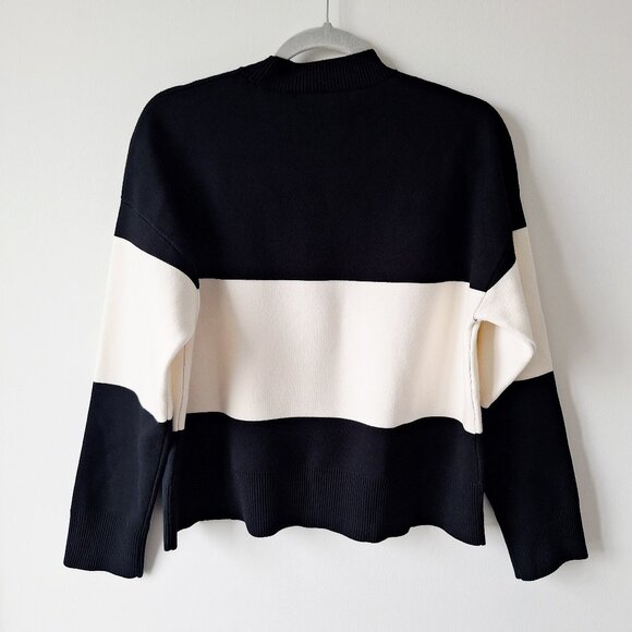 MANGO Oversized striped sweater - Black and White - Picture 7 of 10